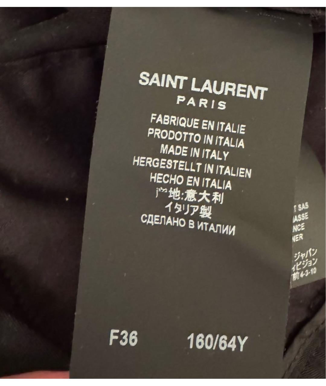 SAINT LAURENT Черные шерстяные прямые брюки, фото 5