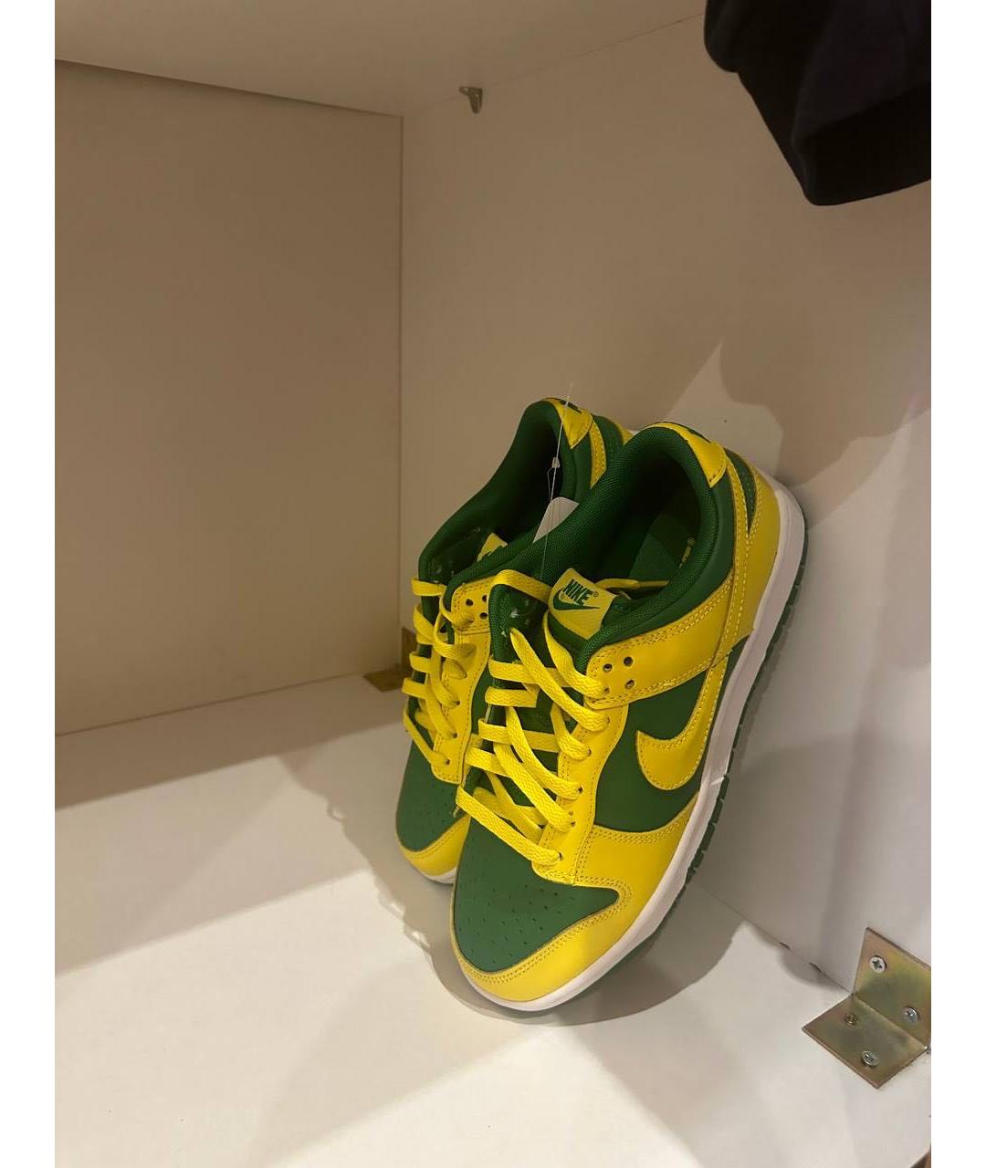 NIKE Желтые кожаные низкие кроссовки / кеды, фото 3