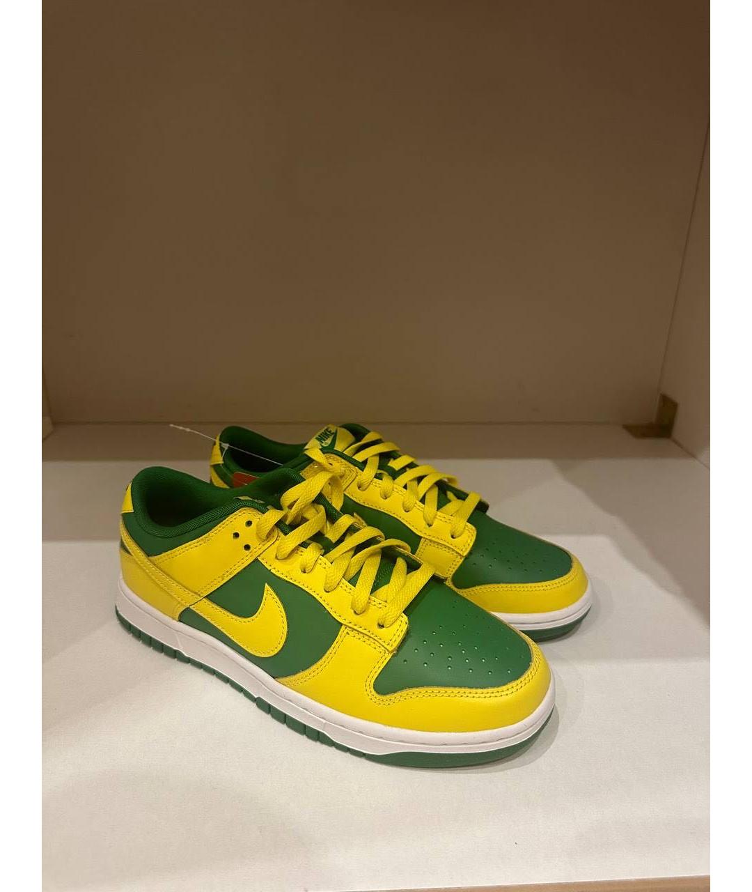 NIKE Желтые кожаные низкие кроссовки / кеды, фото 2