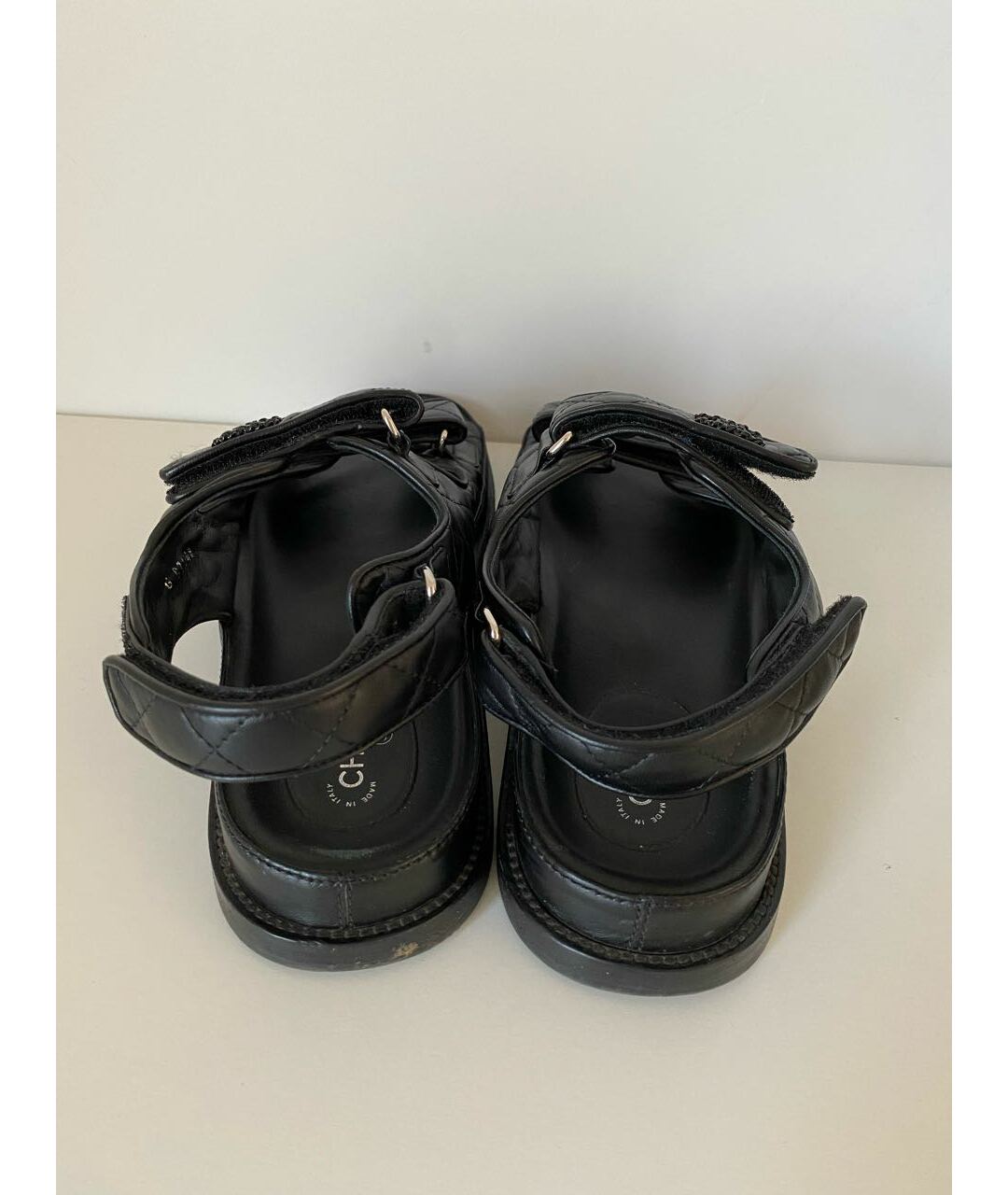 CHANEL PRE-OWNED Черные кожаные босоножки, фото 3