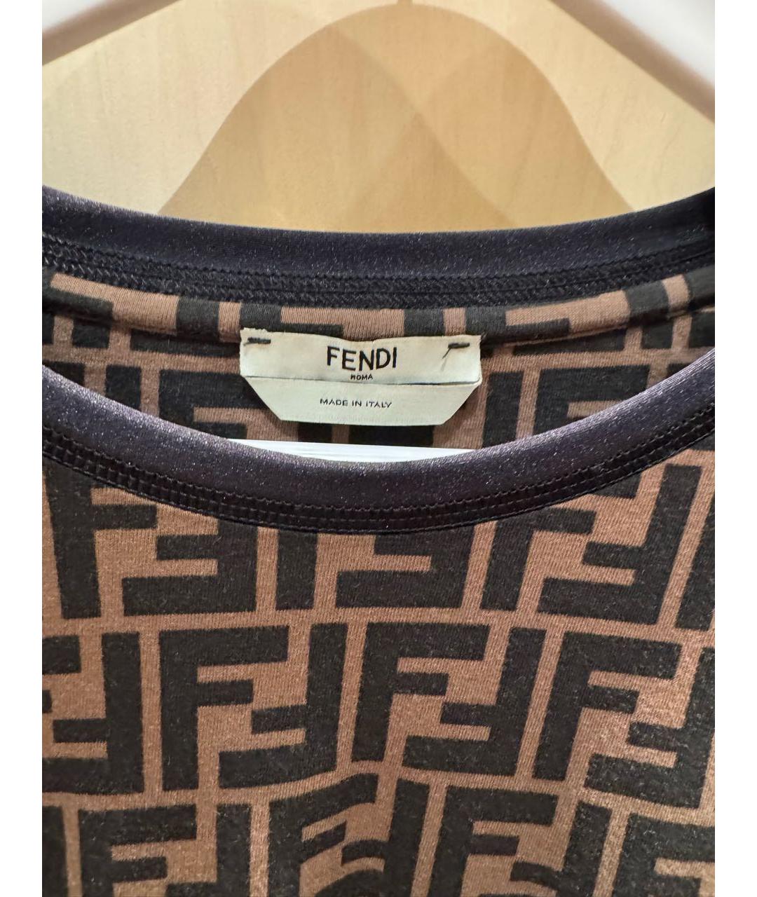 FENDI Коричневая хлопковая футболка, фото 3