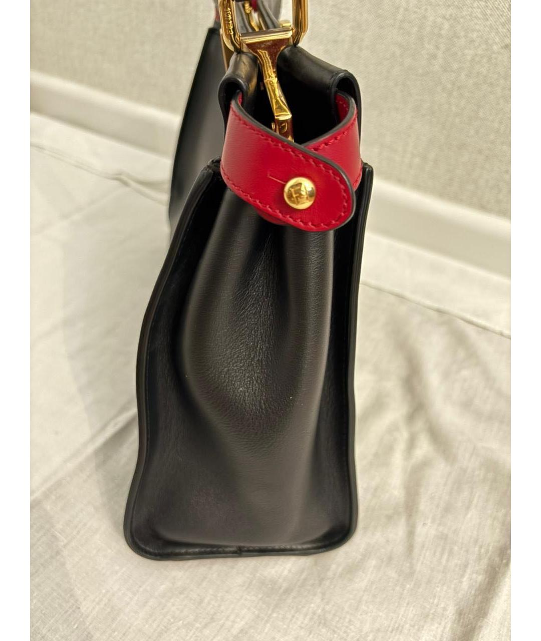 FENDI Черная кожаная сумка тоут, фото 4