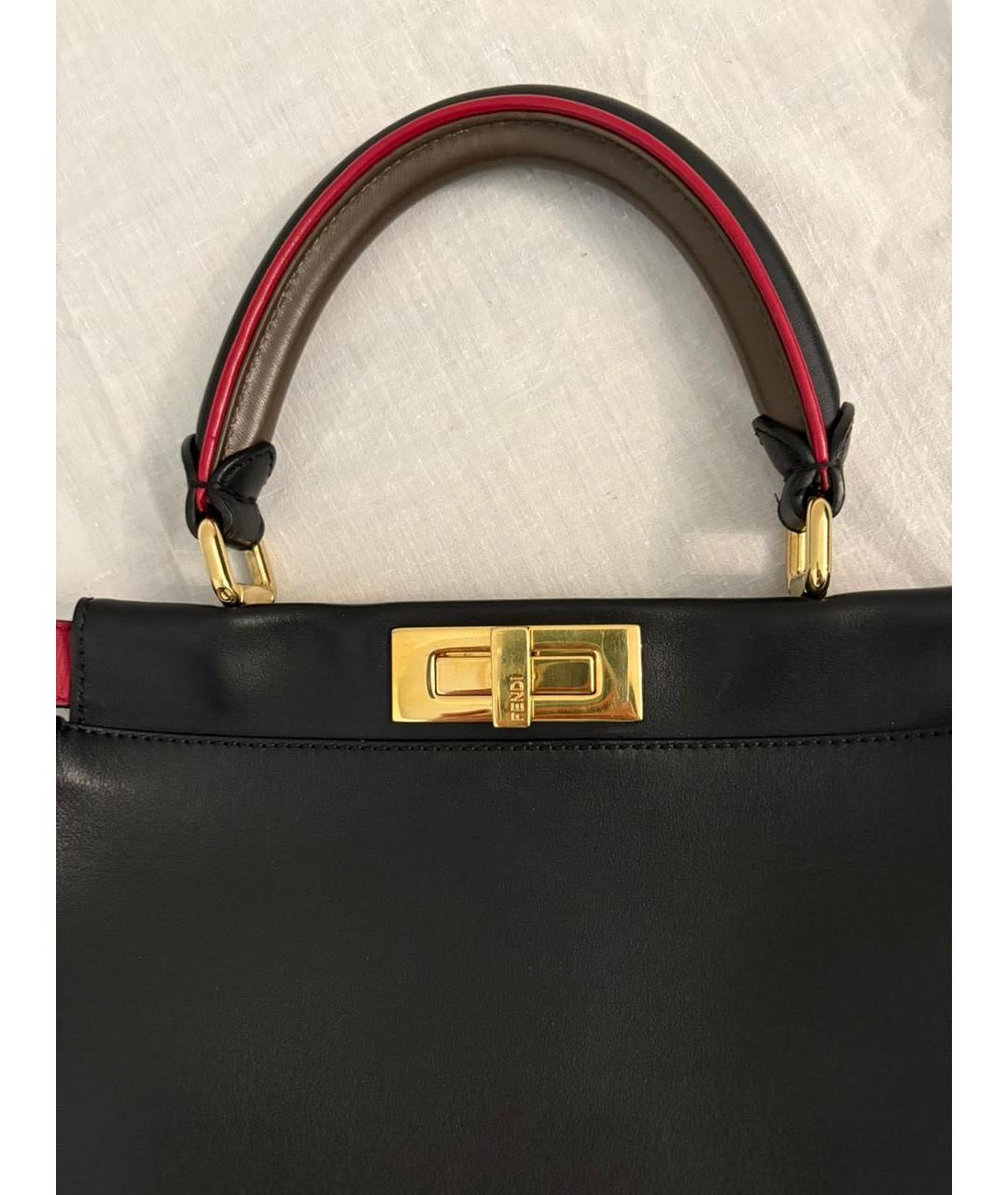 FENDI Черная кожаная сумка тоут, фото 5