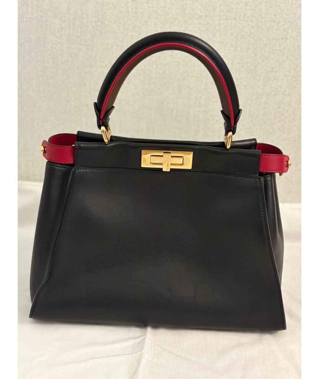 FENDI Черная кожаная сумка тоут, фото 9