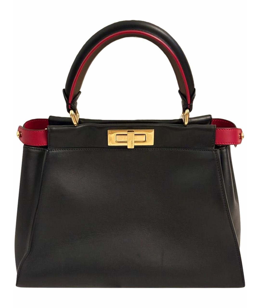 FENDI Черная кожаная сумка тоут, фото 1
