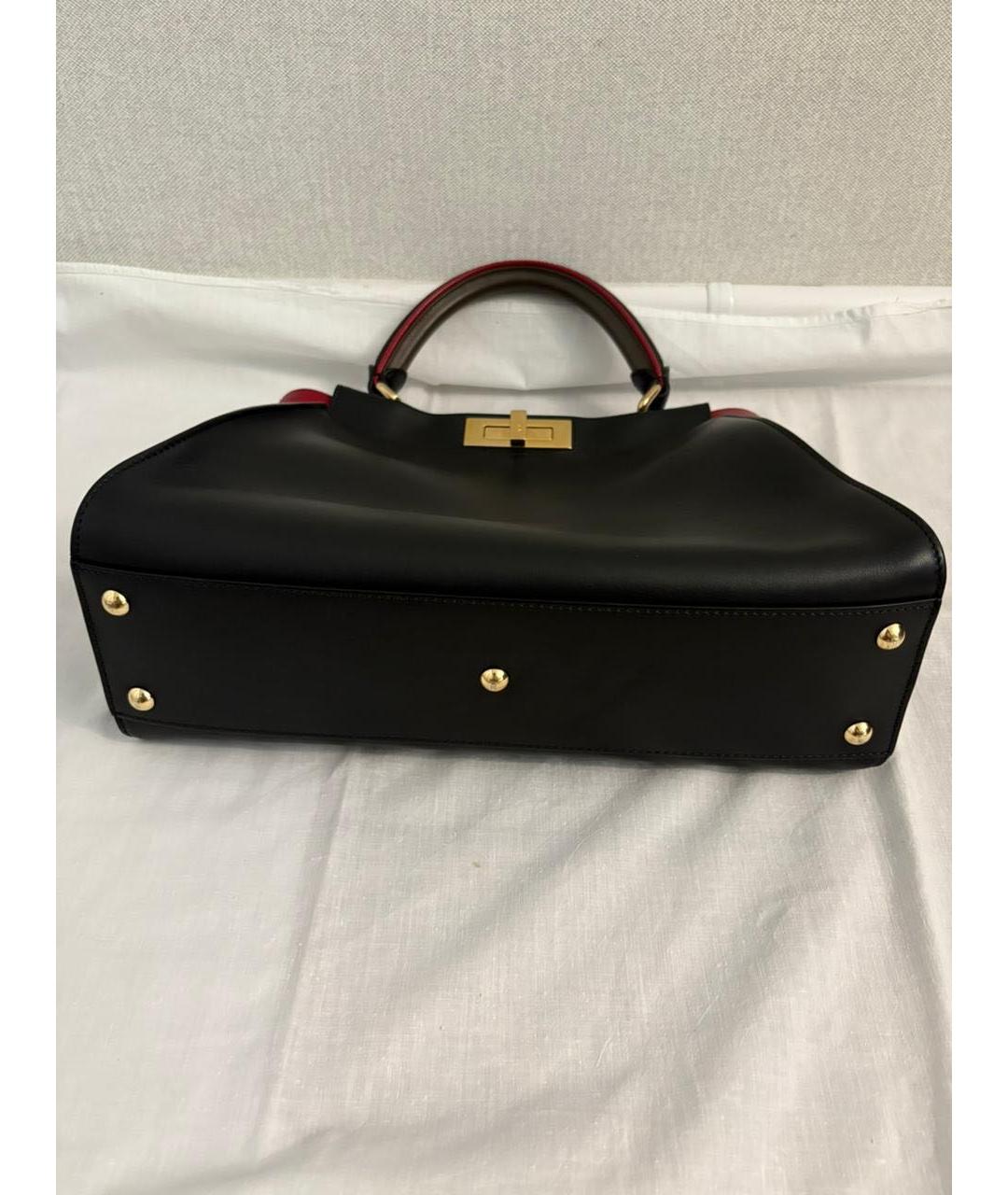 FENDI Черная кожаная сумка тоут, фото 2