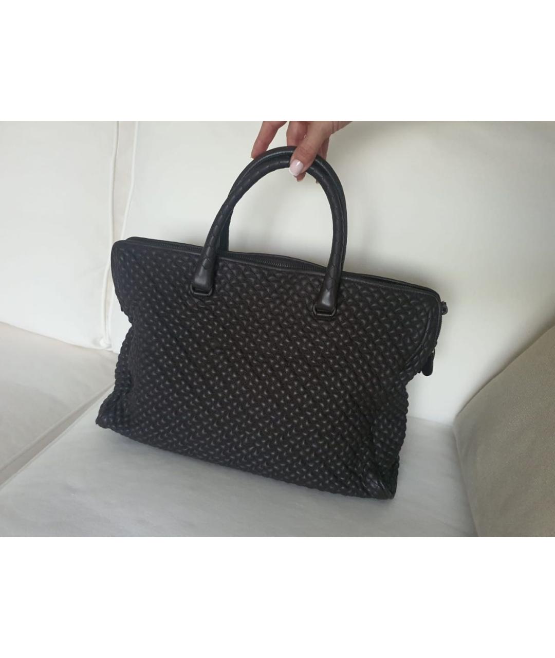 BOTTEGA VENETA Коричневая кожаная сумка с короткими ручками, фото 5