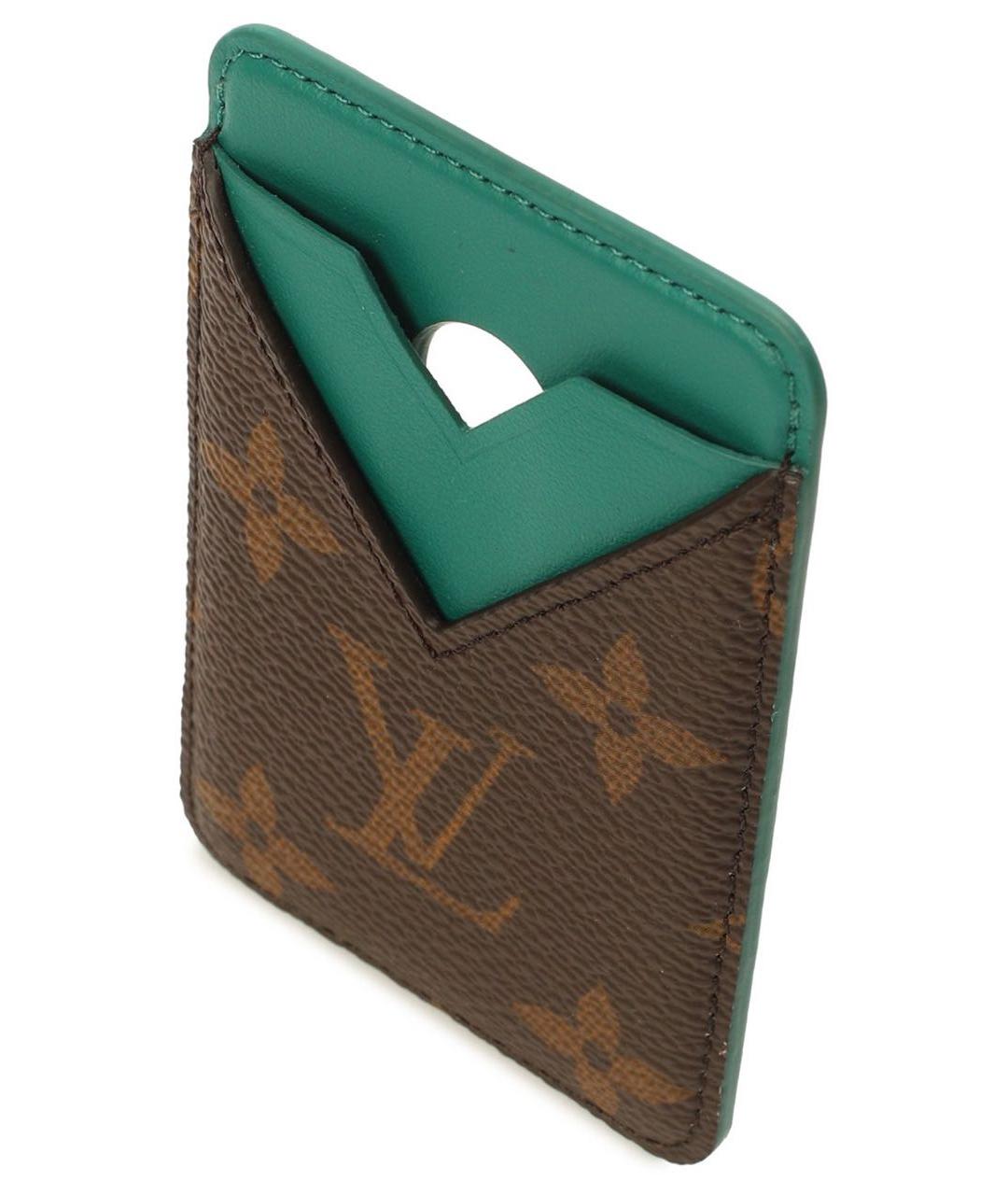 LOUIS VUITTON Зеленый кожаный кардхолдер, фото 3