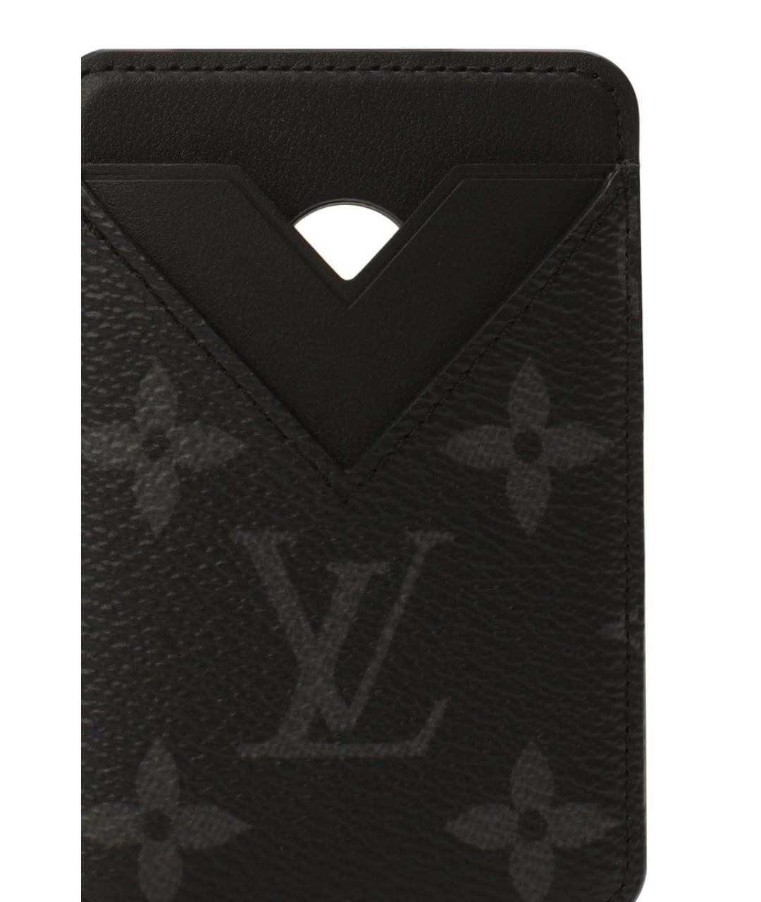 LOUIS VUITTON Черный кожаный кардхолдер, фото 3
