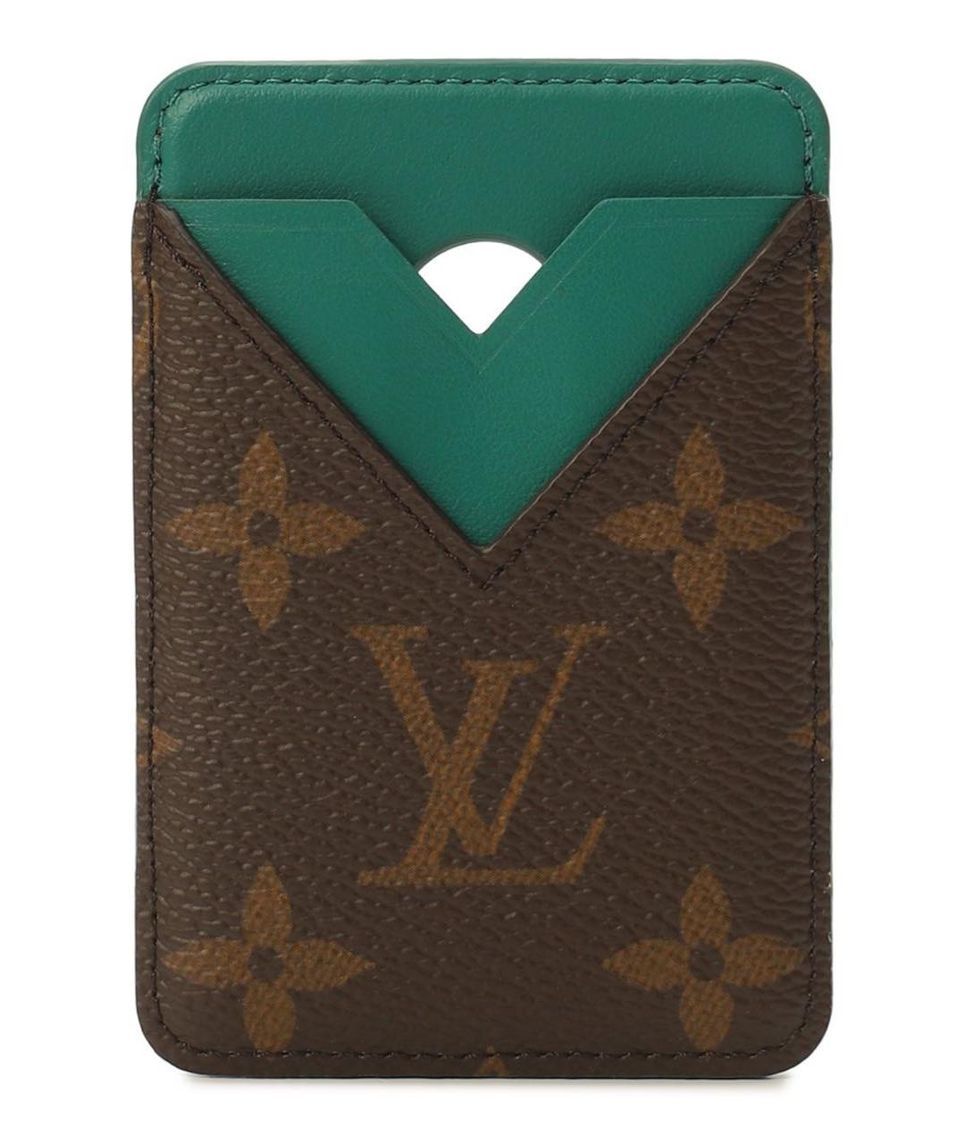 LOUIS VUITTON Зеленый кожаный кардхолдер, фото 5