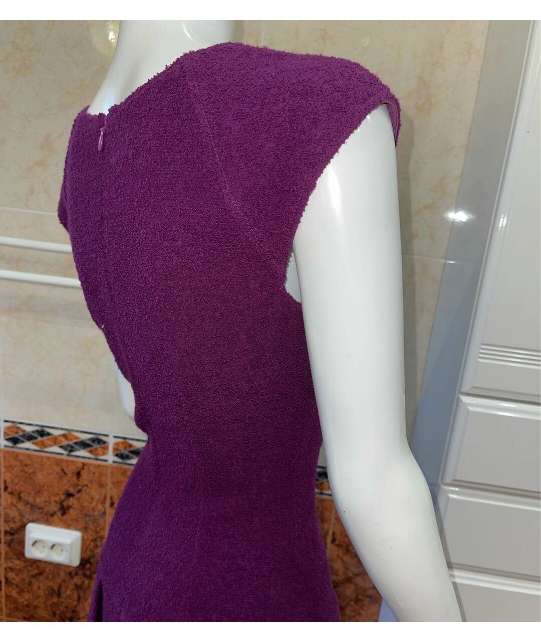 OSCAR DE LA RENTA Фиолетовое шерстяное платье, фото 4