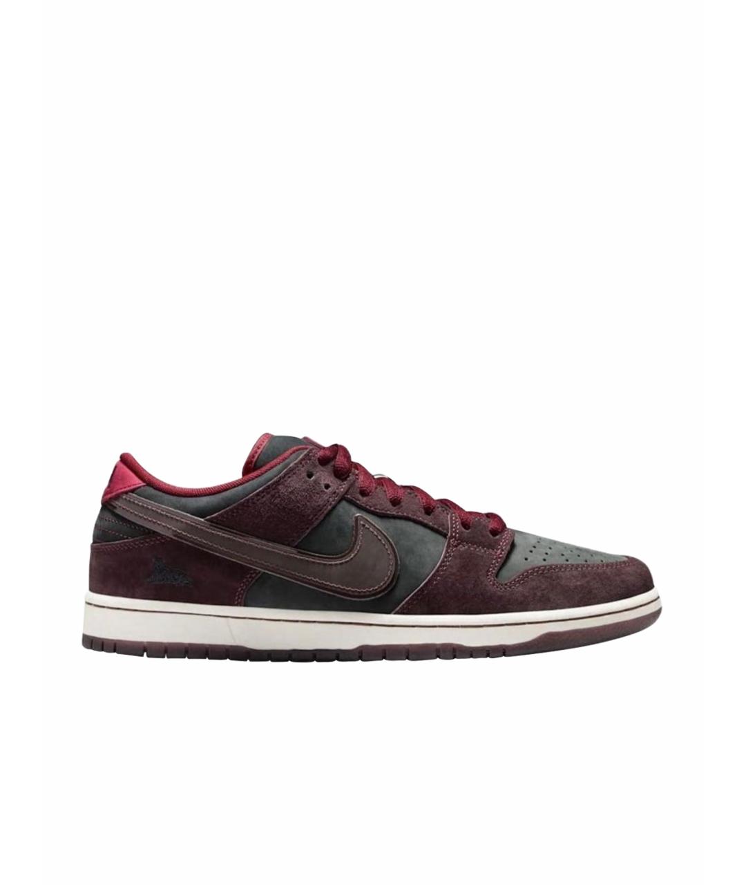 NIKE Бордовые замшевые низкие кроссовки / кеды, фото 1