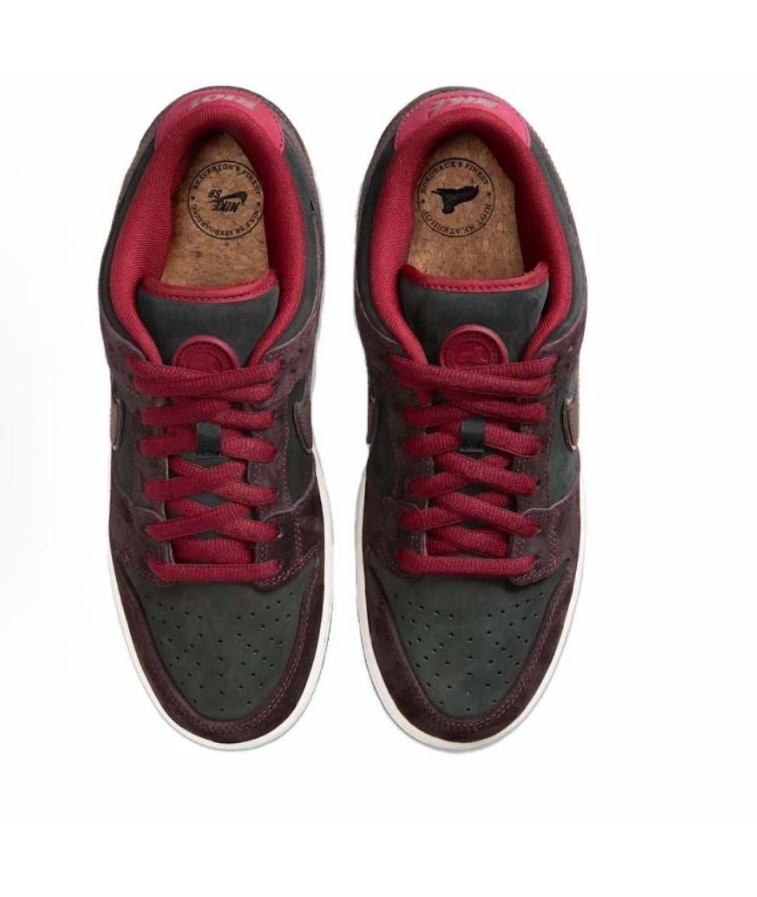 NIKE Бордовые замшевые низкие кроссовки / кеды, фото 2