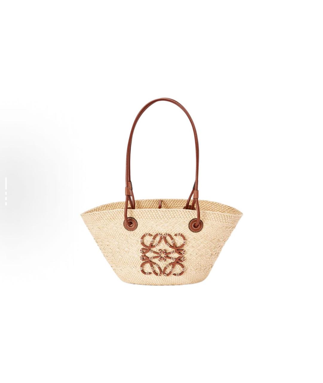 LOEWE Бежевая пелетеная пляжная сумка, фото 6