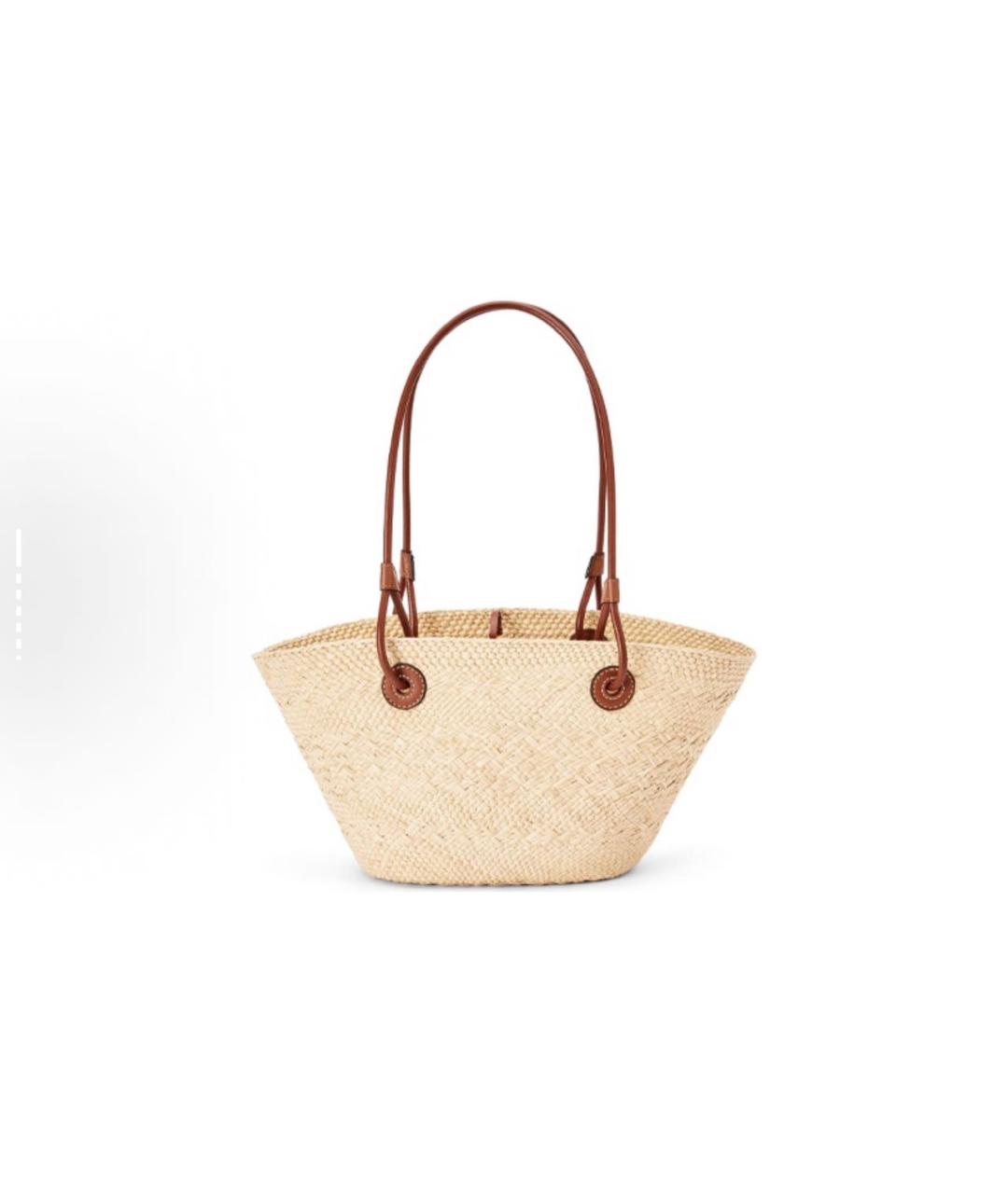 LOEWE Бежевая пелетеная пляжная сумка, фото 3