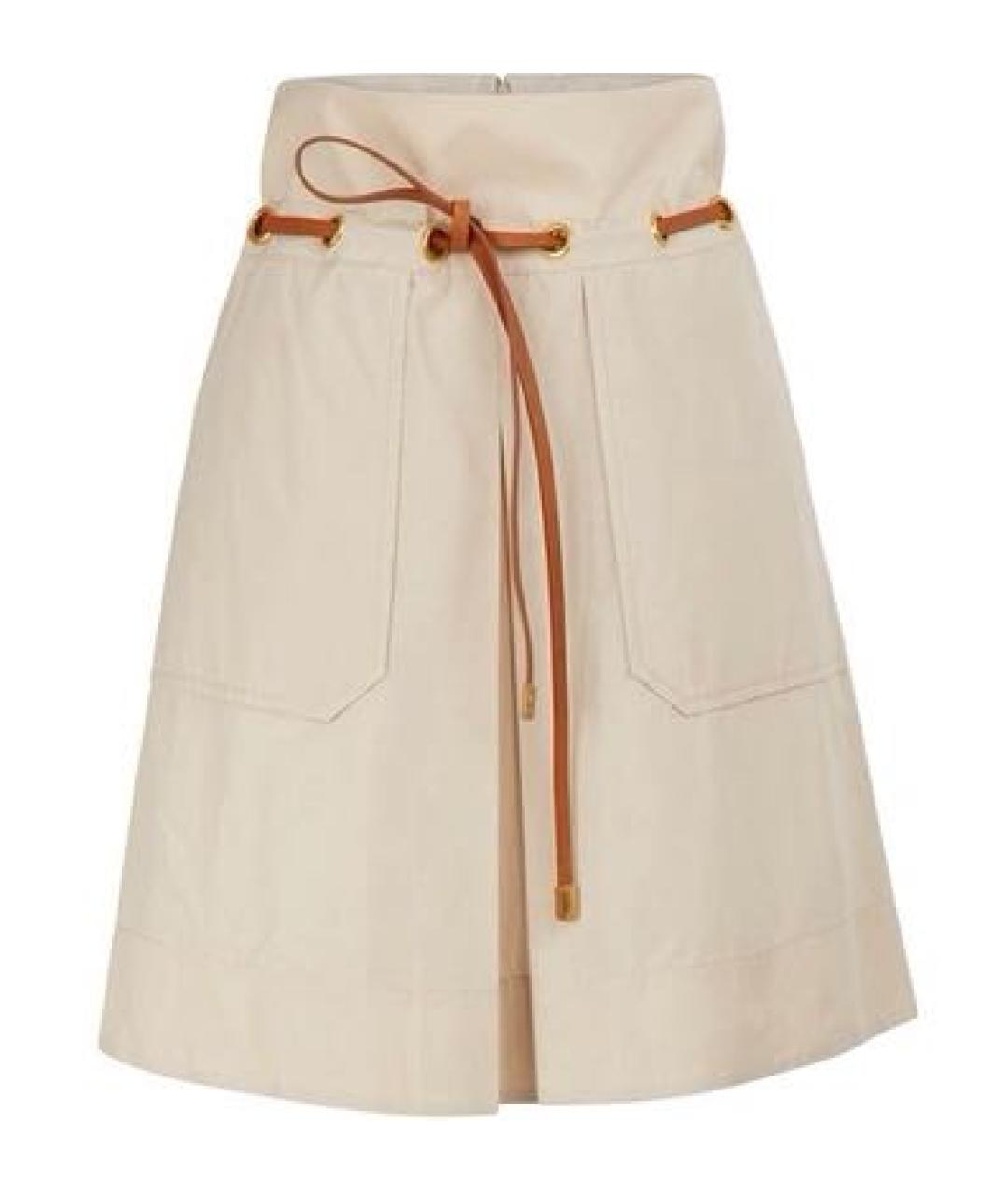 TORY BURCH Бежевая хлопковая юбка миди, фото 8