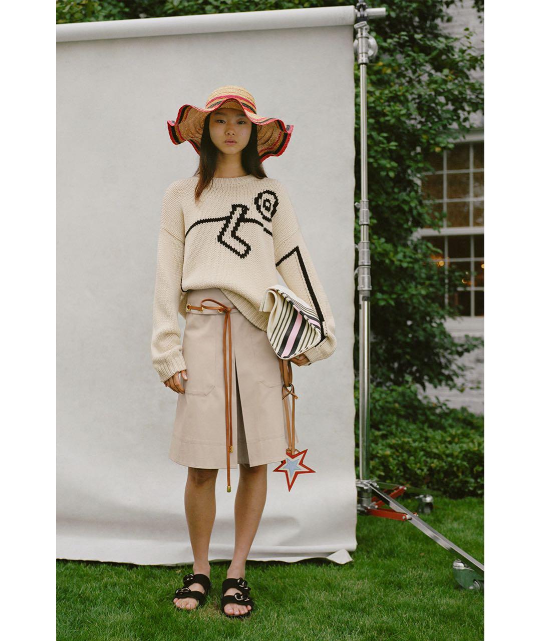 TORY BURCH Бежевая хлопковая юбка миди, фото 4