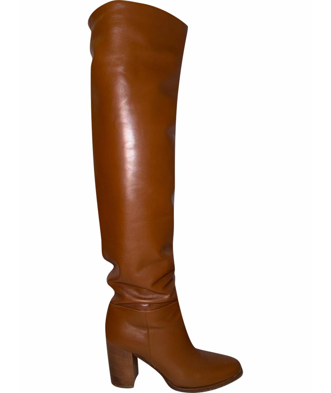 GIANVITO ROSSI Коричневые кожаные сапоги, фото 1