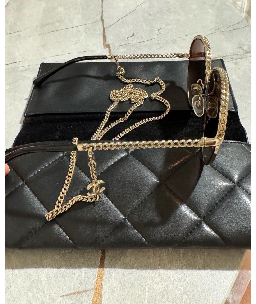 CHANEL Коричневые металлические солнцезащитные очки, фото 2
