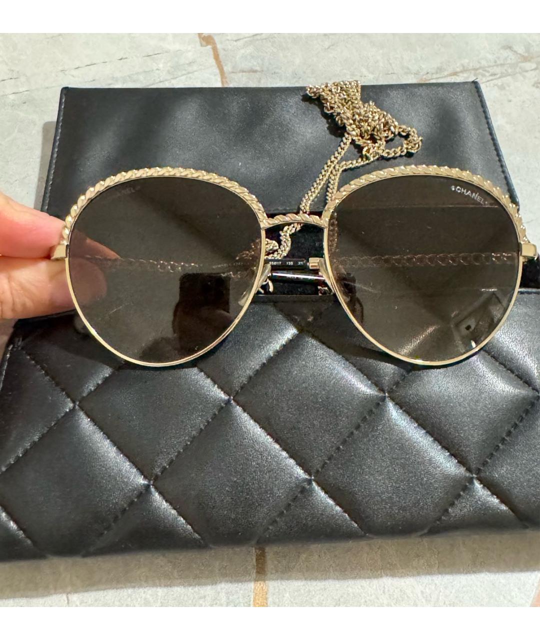 CHANEL Коричневые металлические солнцезащитные очки, фото 7