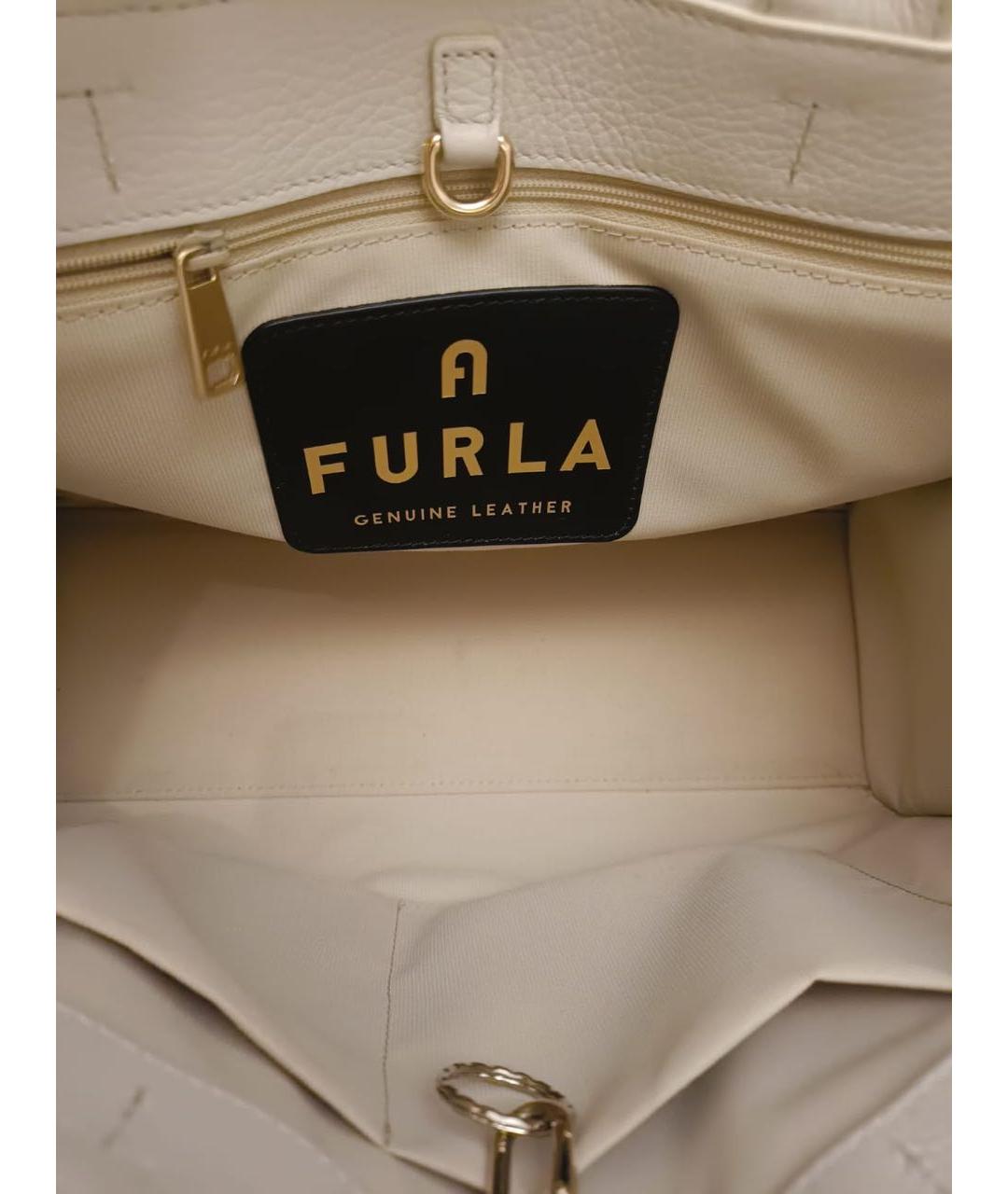 FURLA Белая кожаная сумка тоут, фото 5