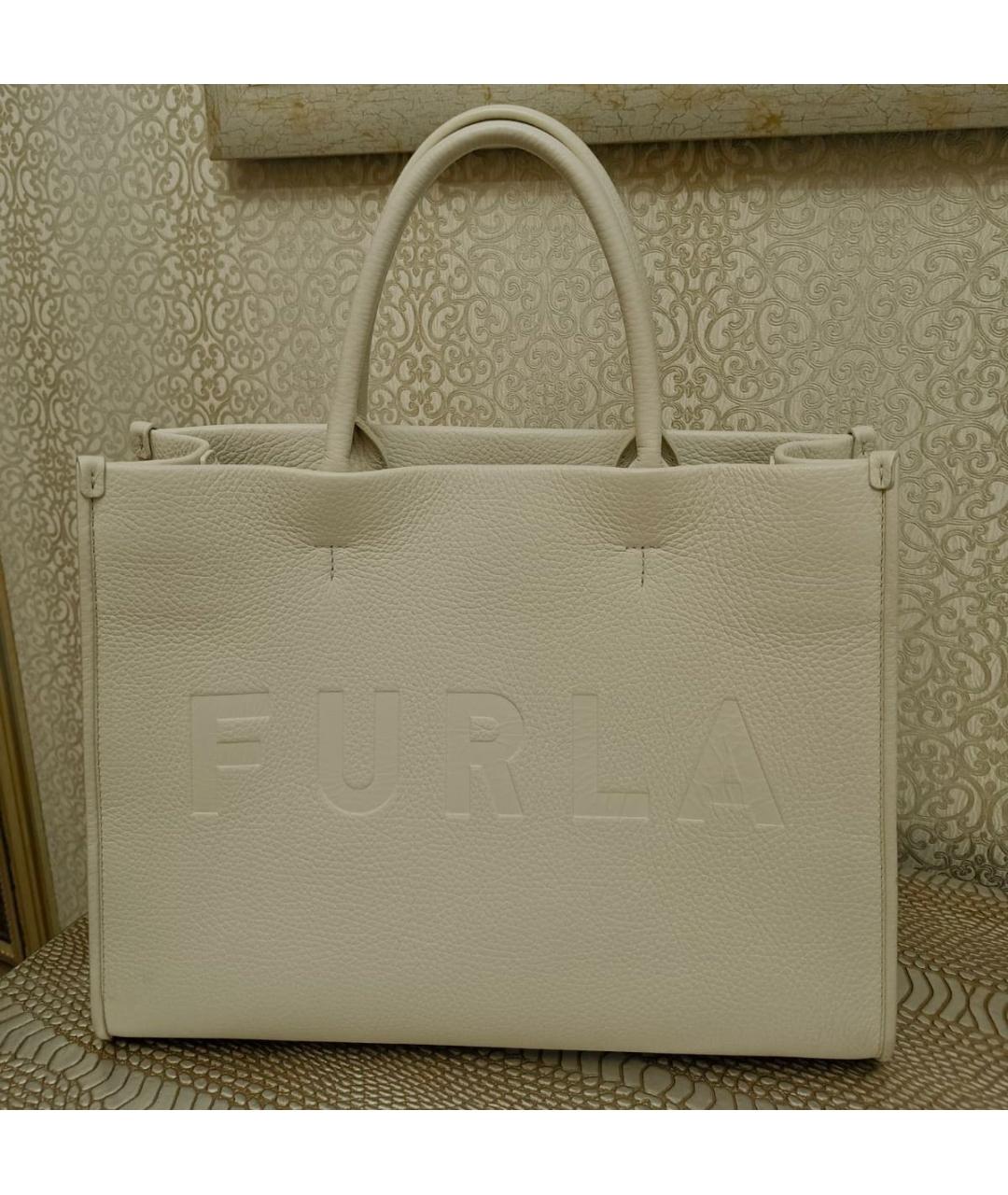 FURLA Белая кожаная сумка тоут, фото 2