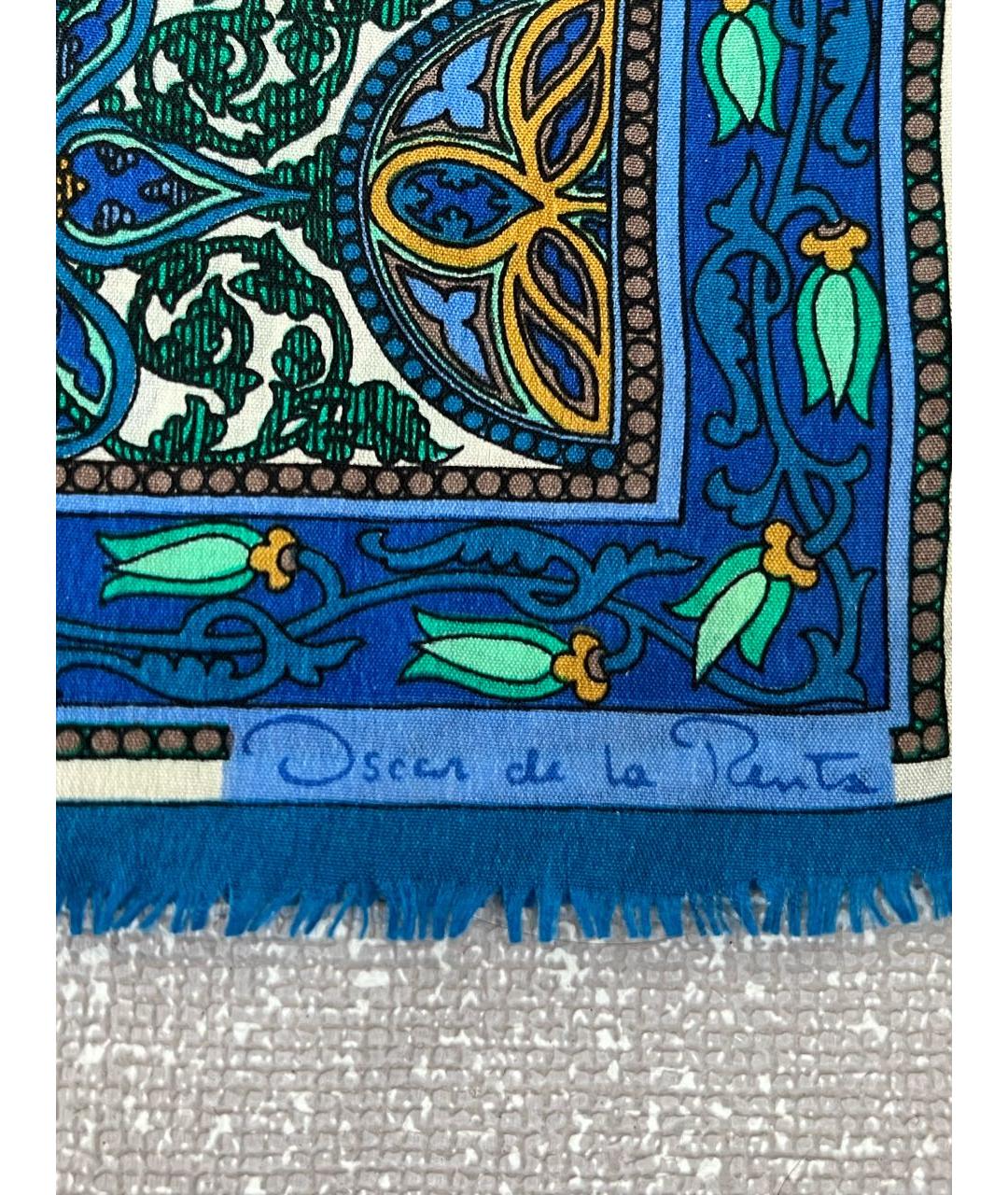 OSCAR DE LA RENTA Синий шелковый платок, фото 4