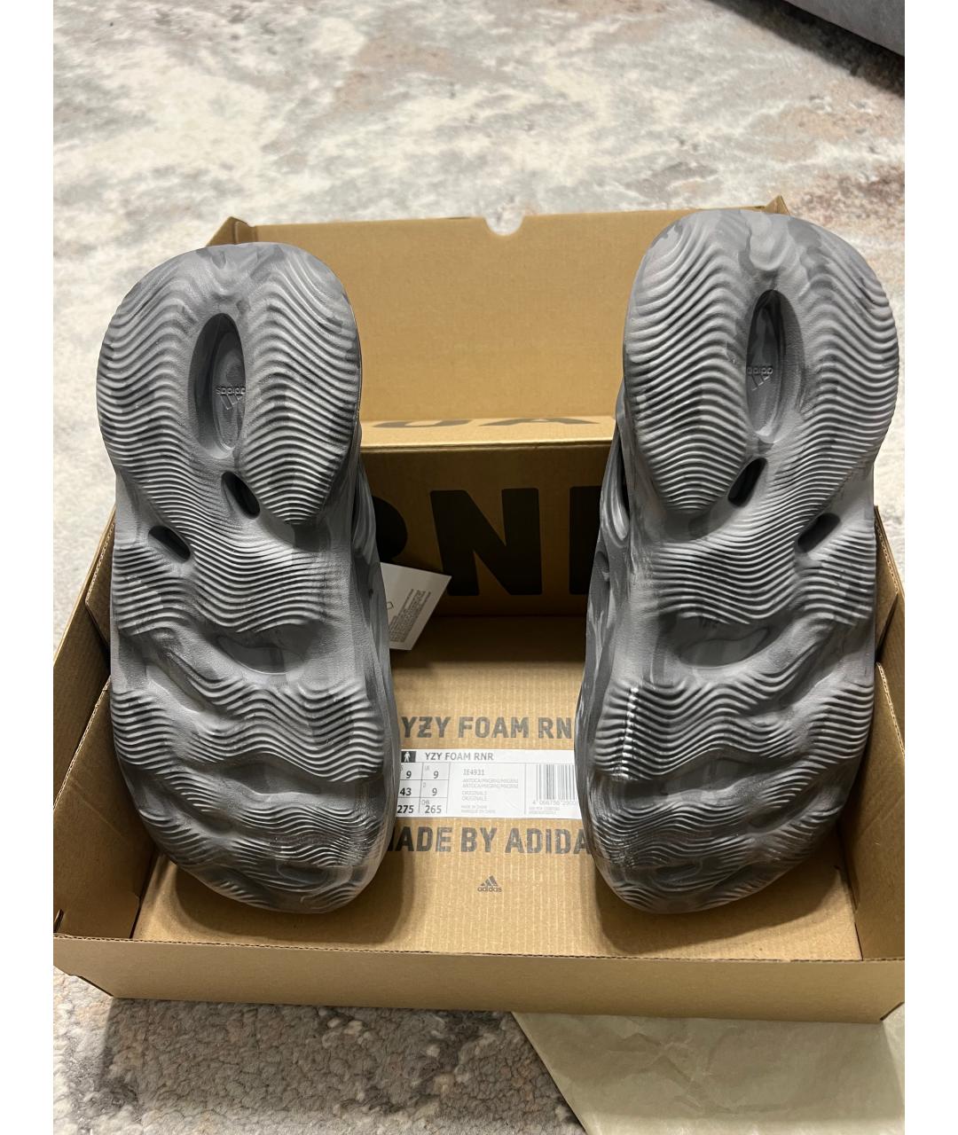 YEEZY Серые резиновые шлепанцы, фото 5