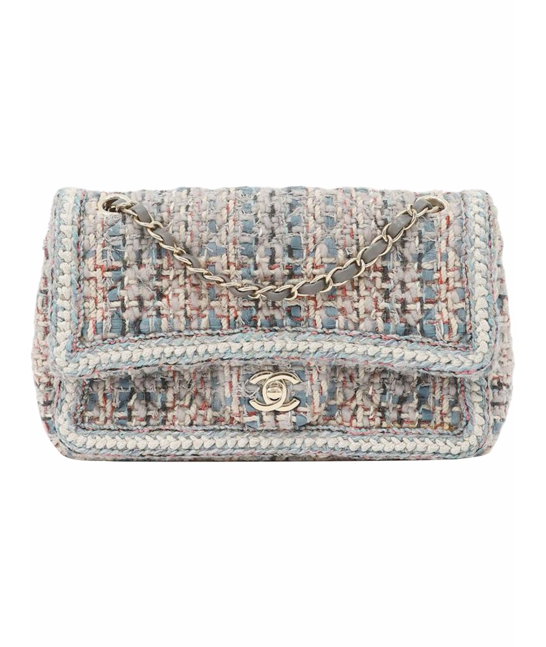 CHANEL Голубая твидовая сумка через плечо, фото 1