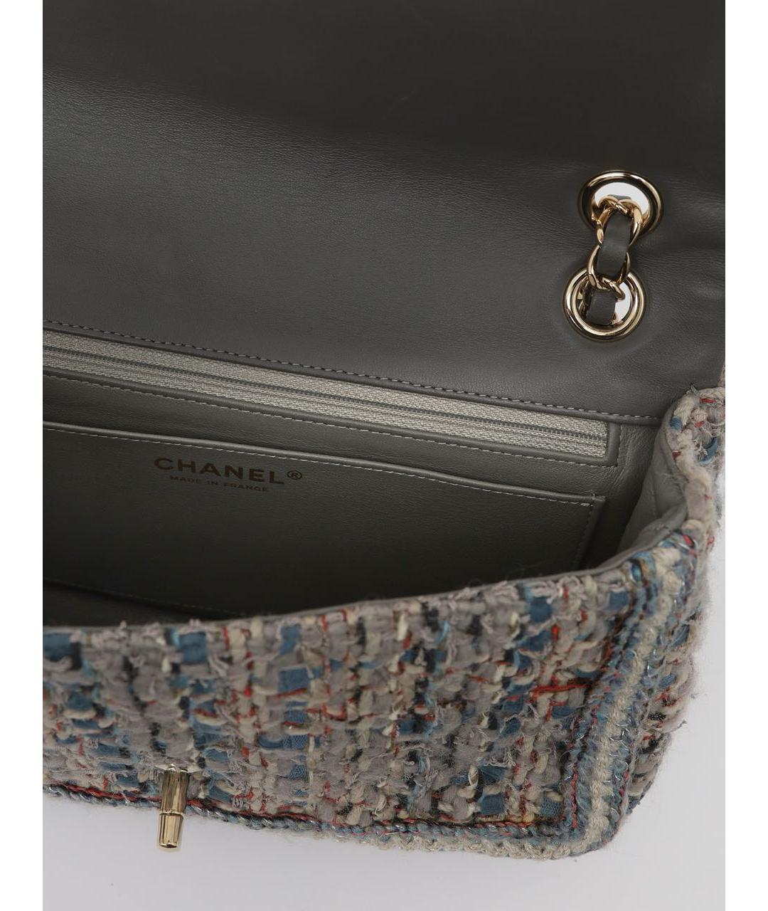 CHANEL Голубая твидовая сумка через плечо, фото 4