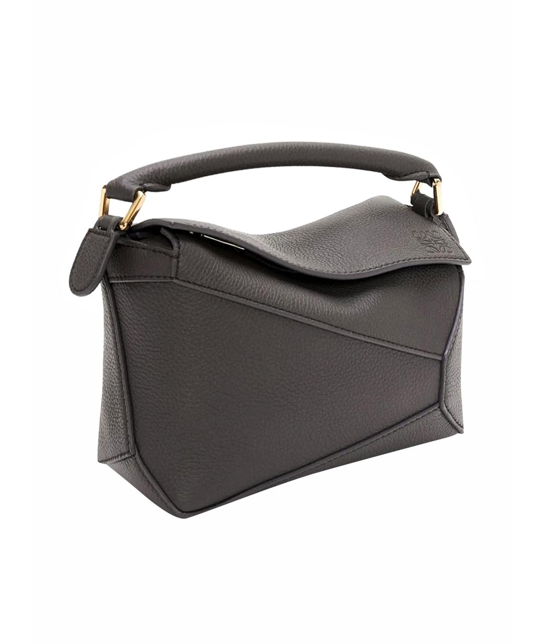 LOEWE Черная кожаная сумка с короткими ручками, фото 13
