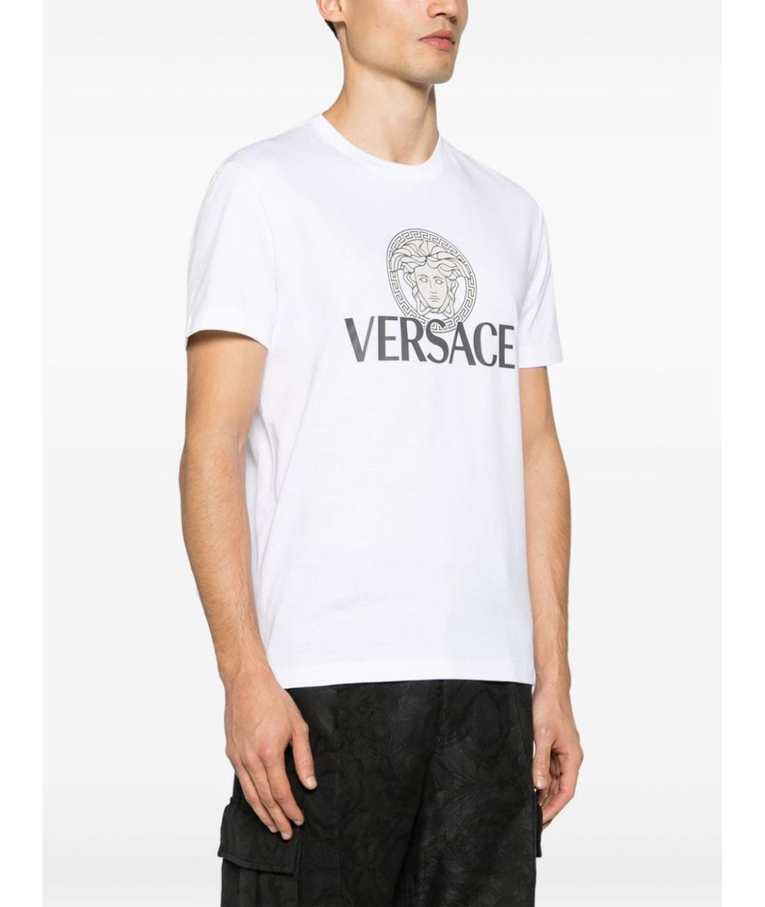 VERSACE Белая хлопковая футболка, фото 4