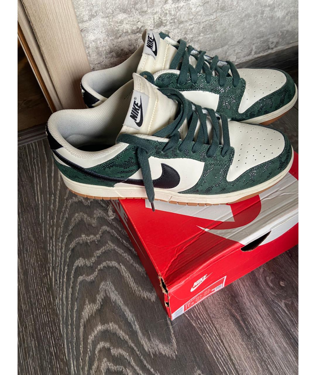 NIKE Зеленые замшевые низкие кроссовки / кеды, фото 3
