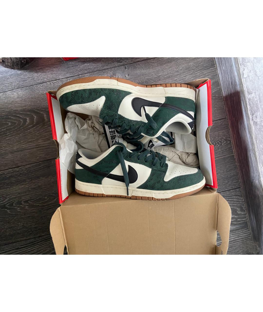NIKE Зеленые замшевые низкие кроссовки / кеды, фото 4