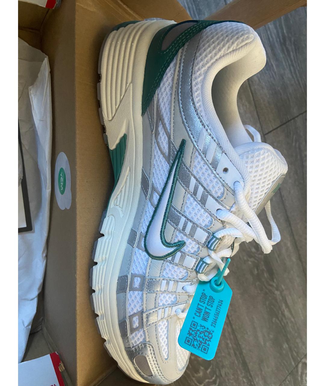 NIKE Серебряные неопреновые низкие кроссовки / кеды, фото 6