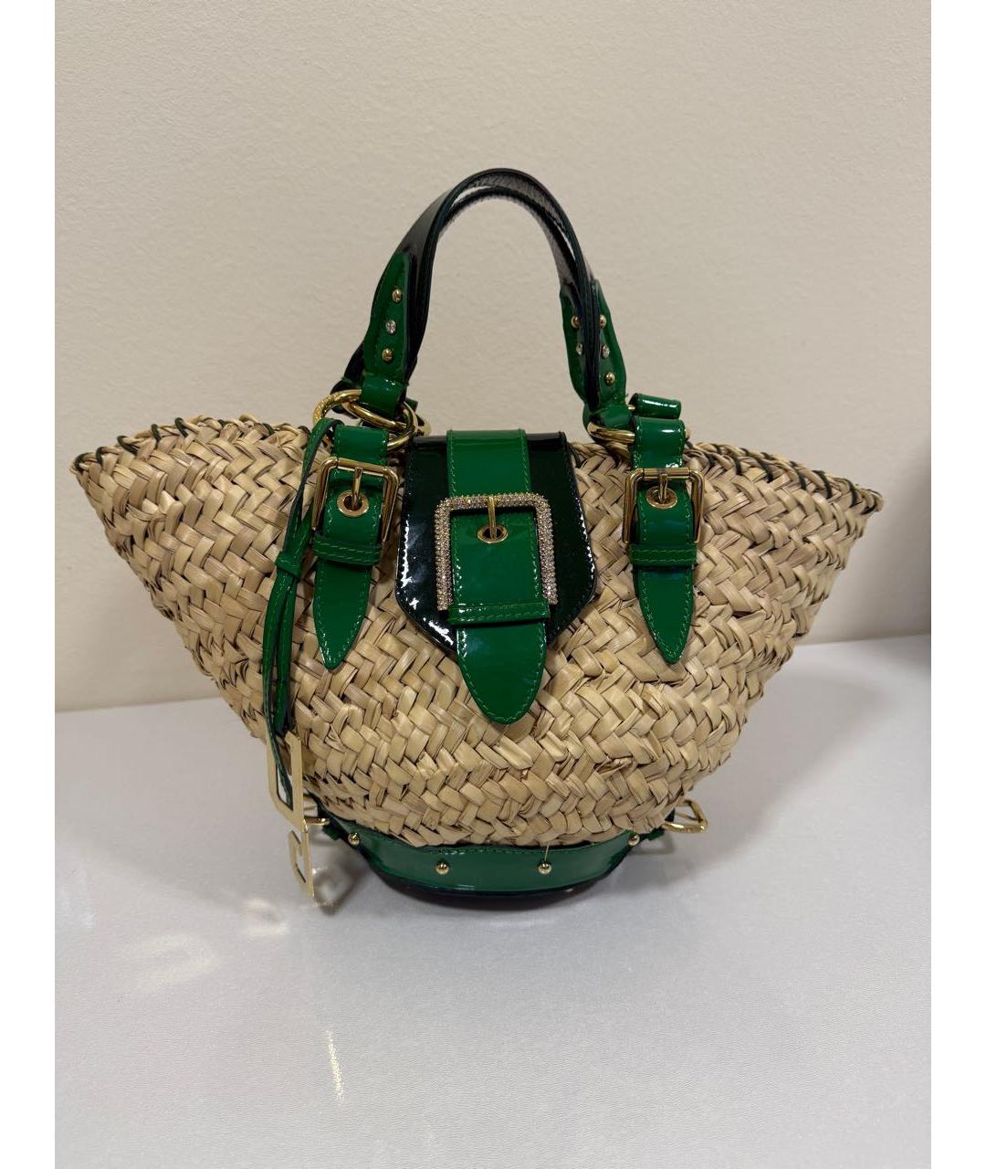 DOLCE&GABBANA Бежевая пелетеная пляжная сумка, фото 5