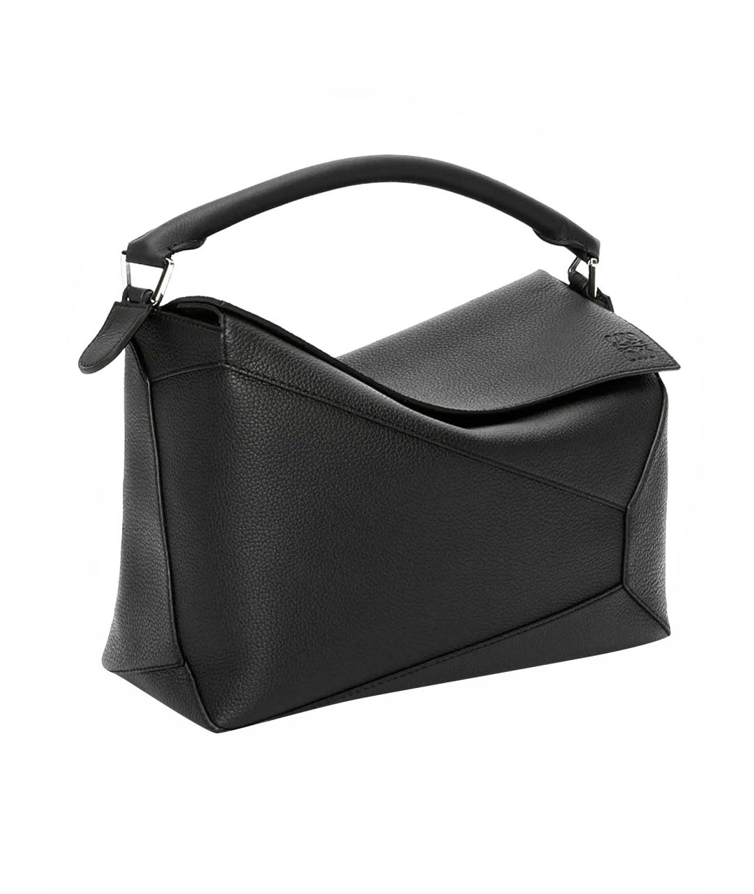 LOEWE Черная кожаная сумка с короткими ручками, фото 14