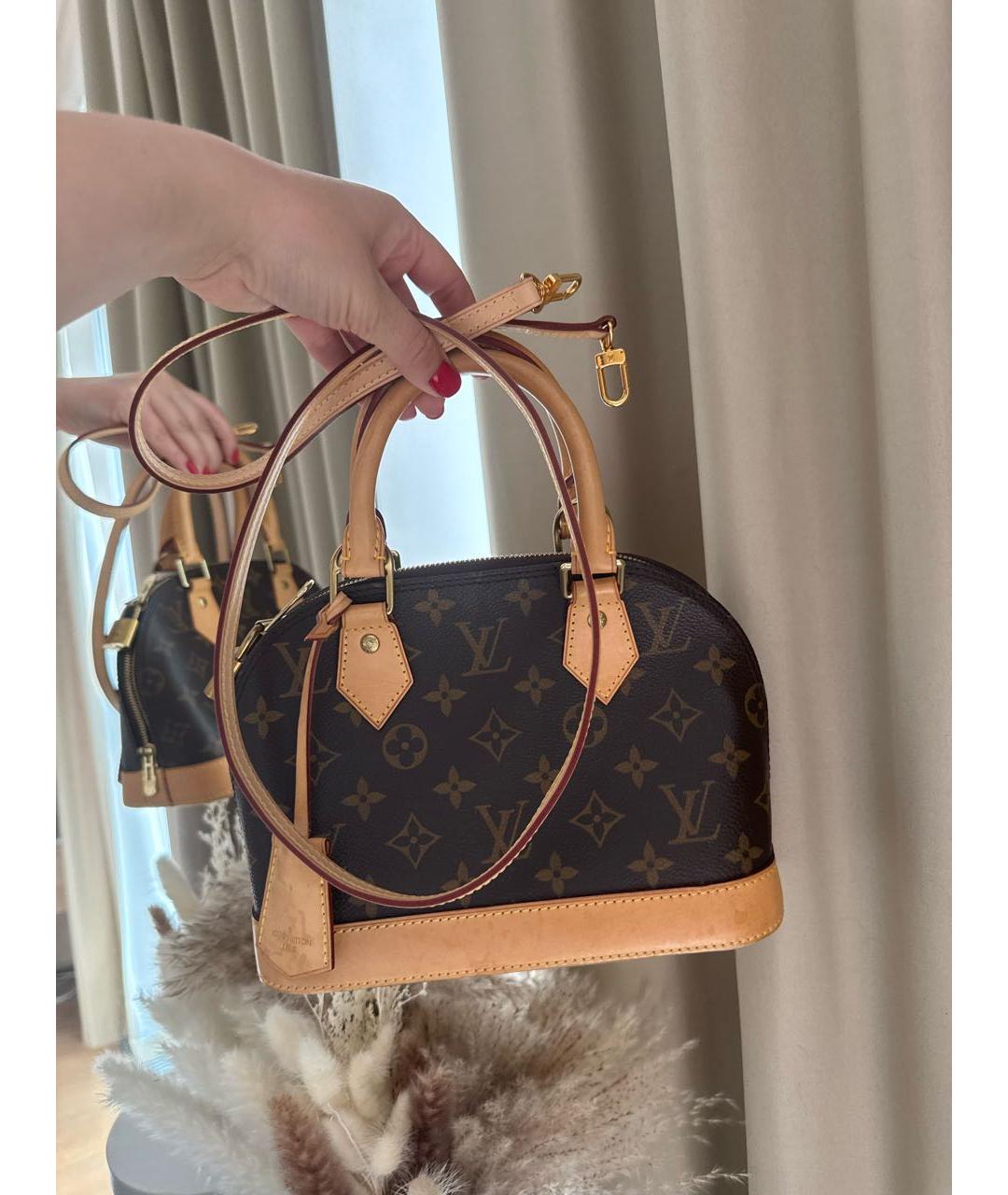 LOUIS VUITTON Коричневая кожаная сумка с короткими ручками, фото 3