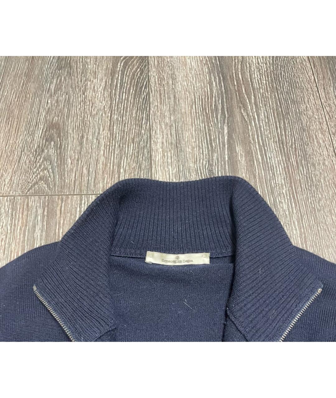 ERMENEGILDO ZEGNA Темно-синий шерстяной джемпер / свитер, фото 3