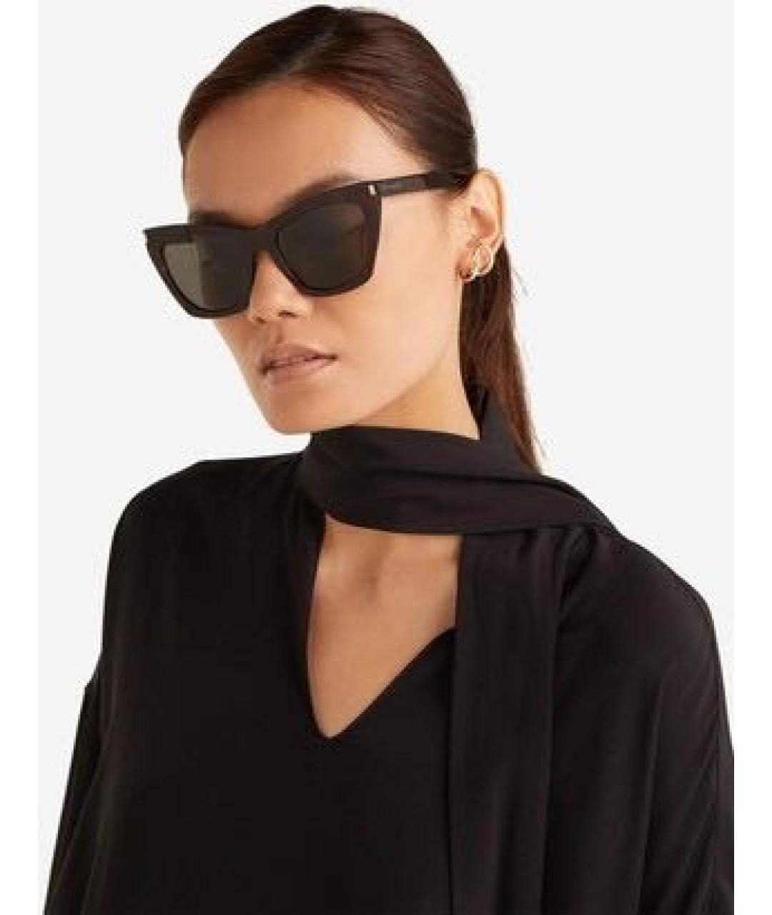 SAINT LAURENT Черные пластиковые солнцезащитные очки, фото 5