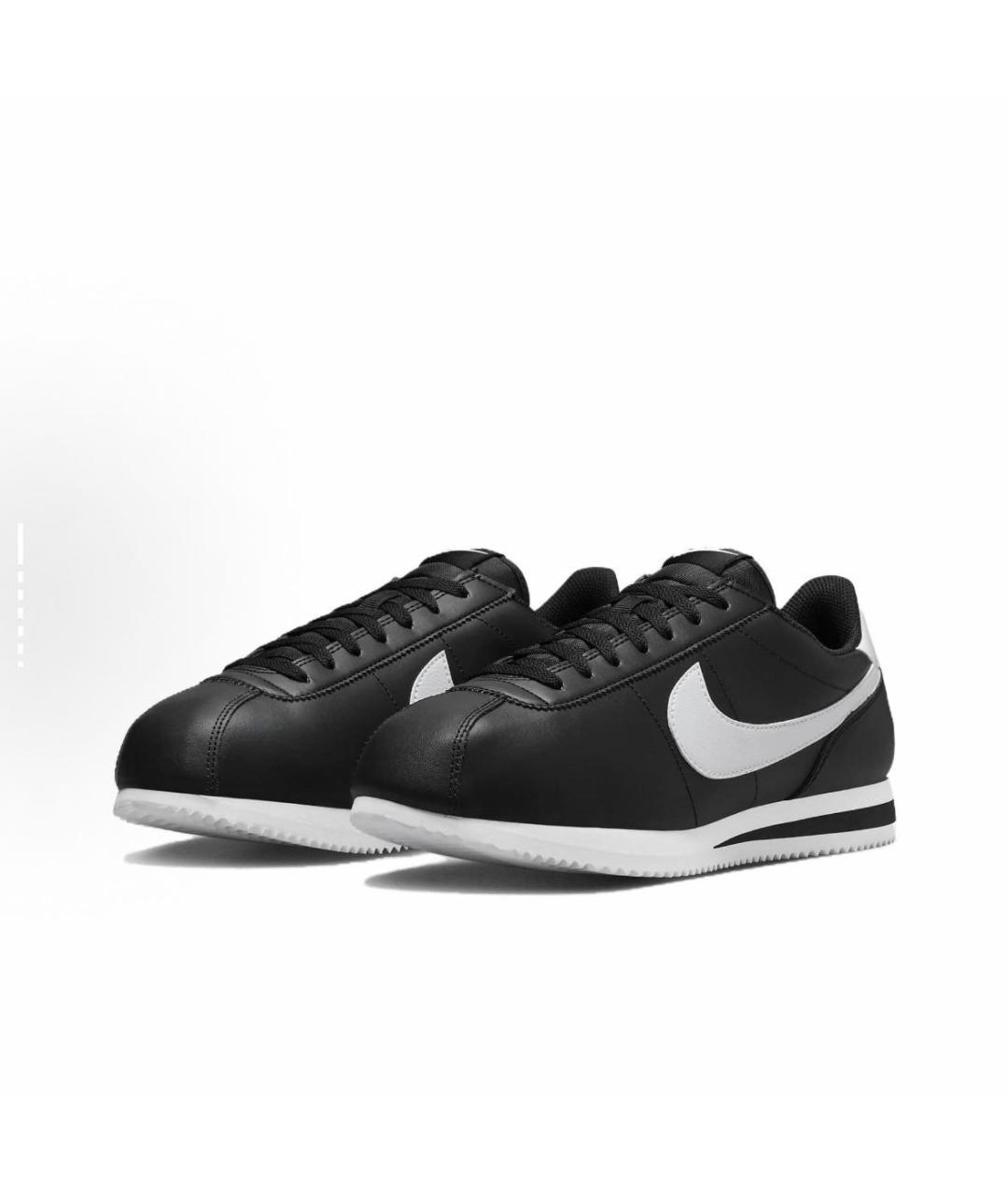 NIKE Черные кожаные низкие кроссовки / кеды, фото 3