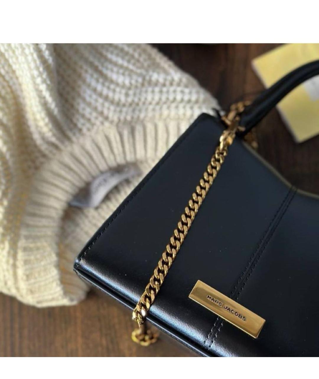 MARC JACOBS Черная кожаная сумка с короткими ручками, фото 4