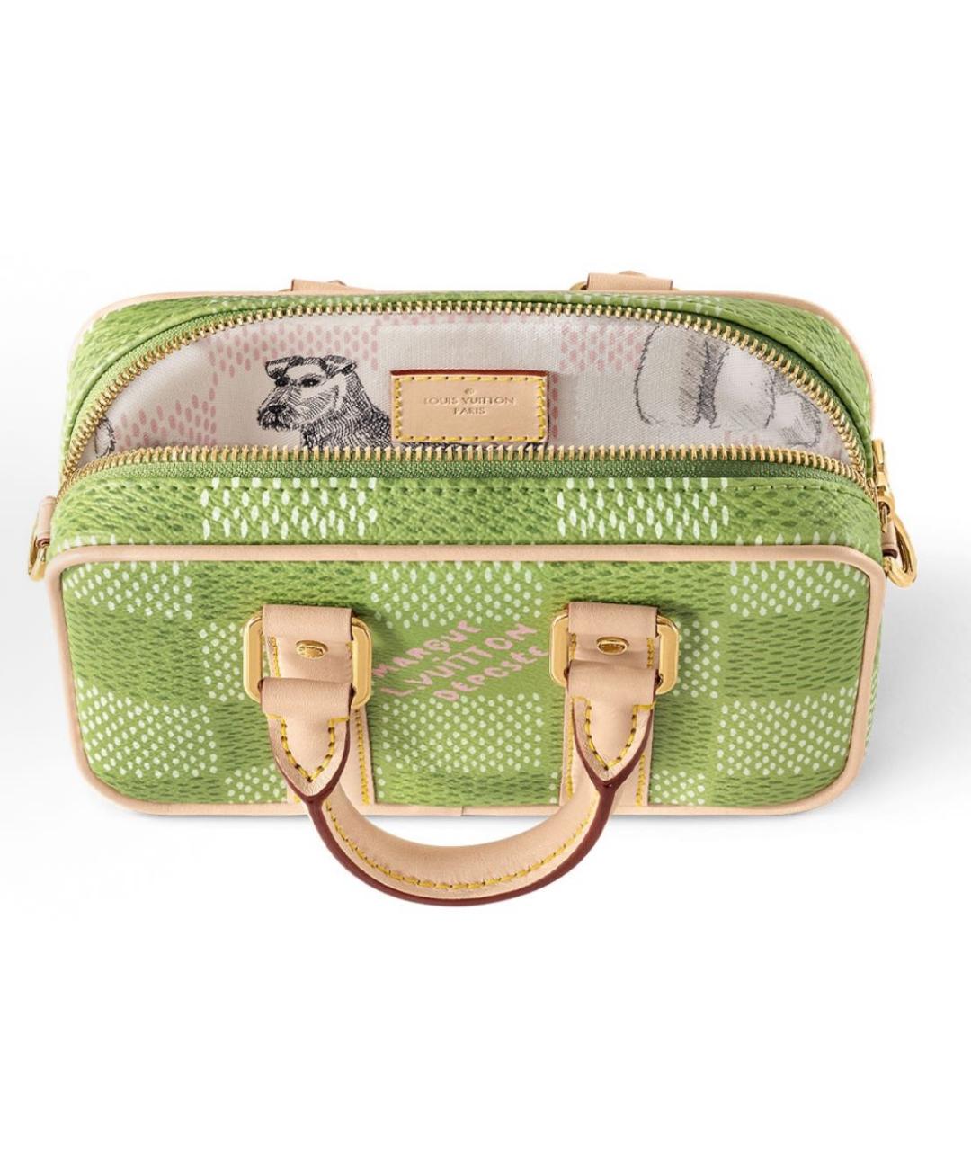 LOUIS VUITTON Зеленая кожаная сумка с короткими ручками, фото 3