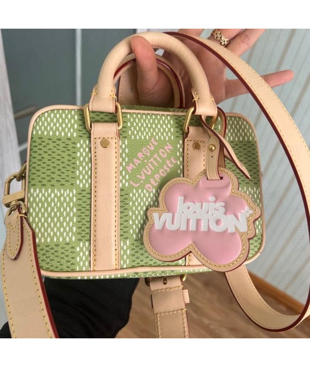 LOUIS VUITTON Зеленая кожаная сумка с короткими ручками, фото 4