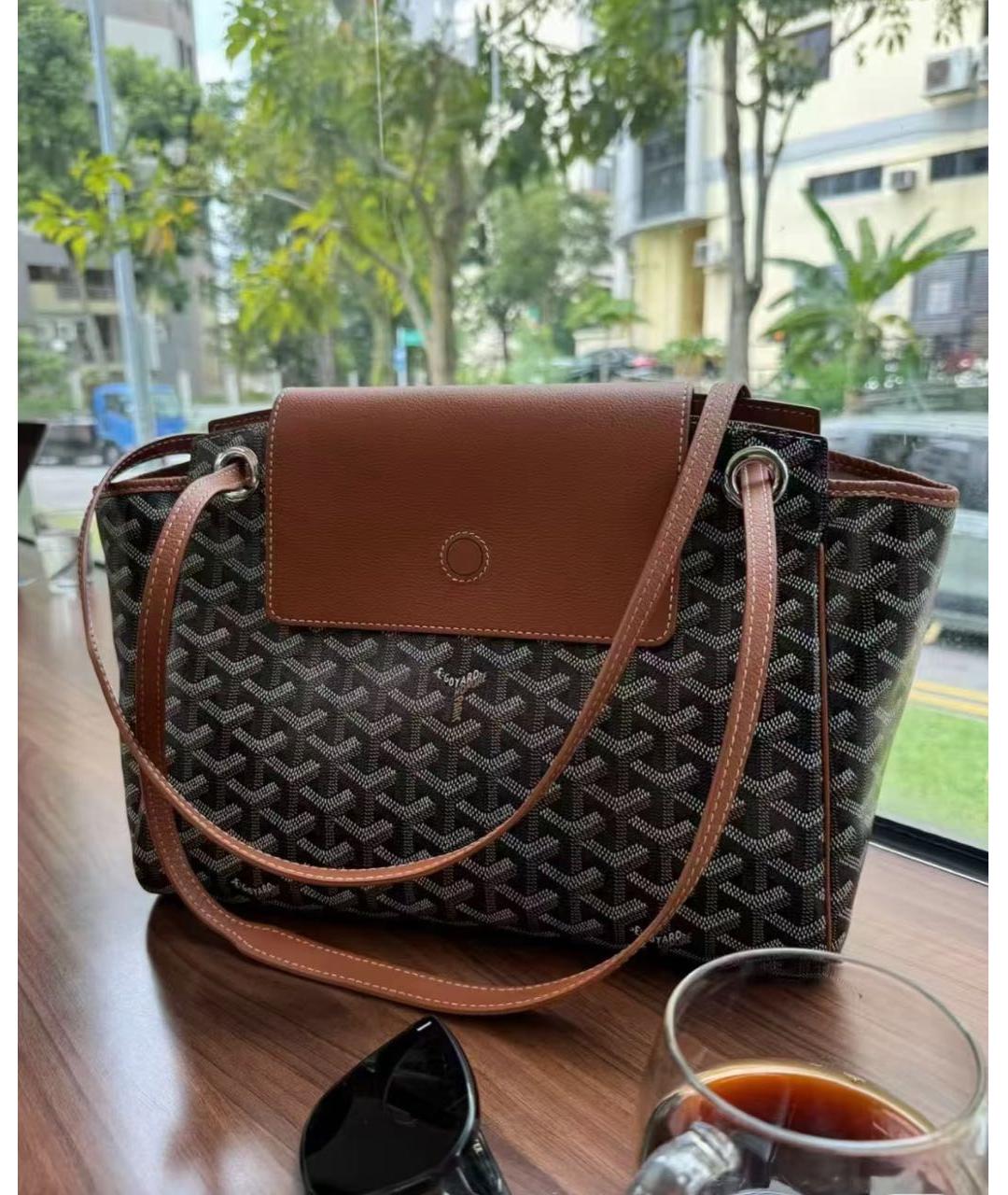 GOYARD Коричневая кожаная сумка через плечо, фото 4