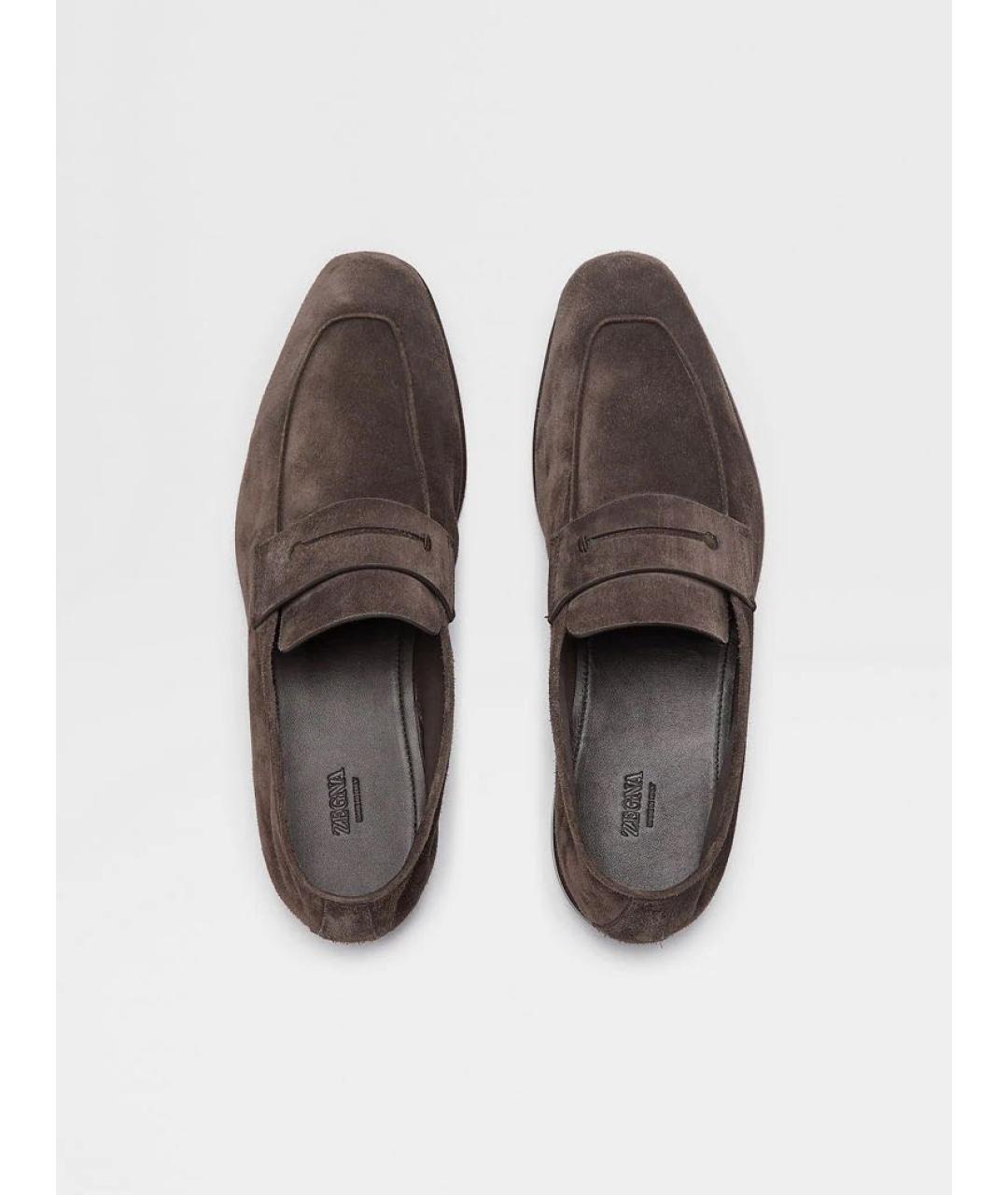 ERMENEGILDO ZEGNA Коричневые замшевые лоферы, фото 5