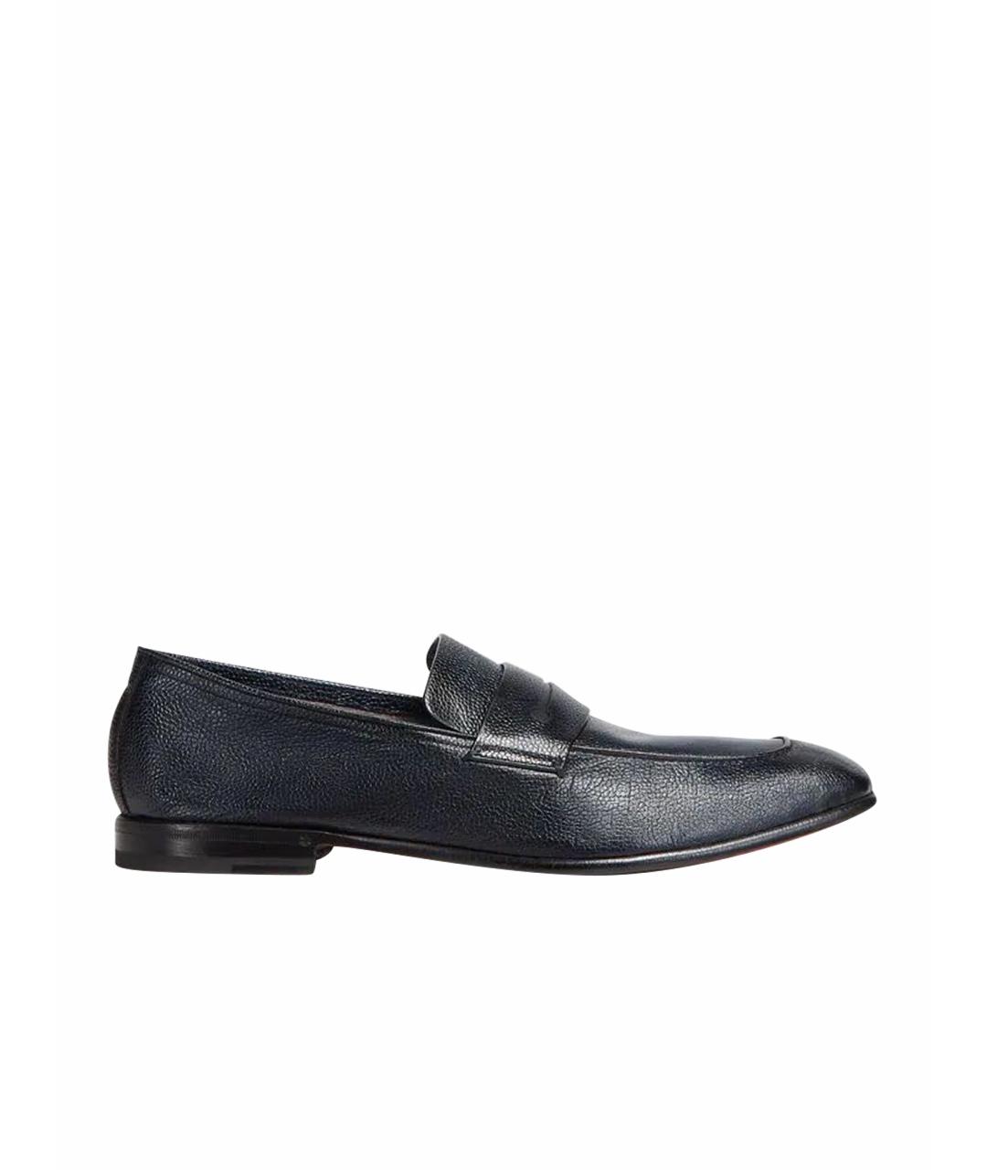 ERMENEGILDO ZEGNA Темно-синие кожаные лоферы, фото 1