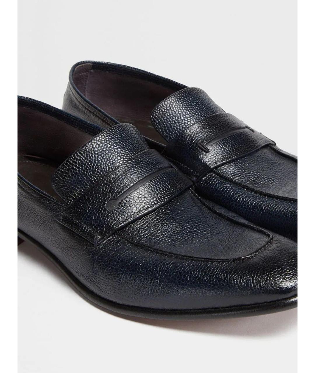 ERMENEGILDO ZEGNA Темно-синие кожаные лоферы, фото 4