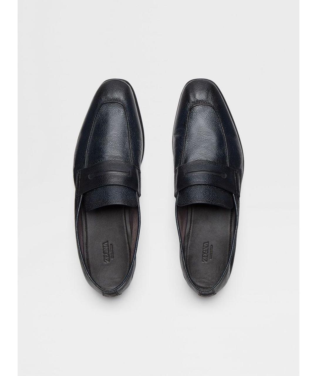 ERMENEGILDO ZEGNA Темно-синие кожаные лоферы, фото 5