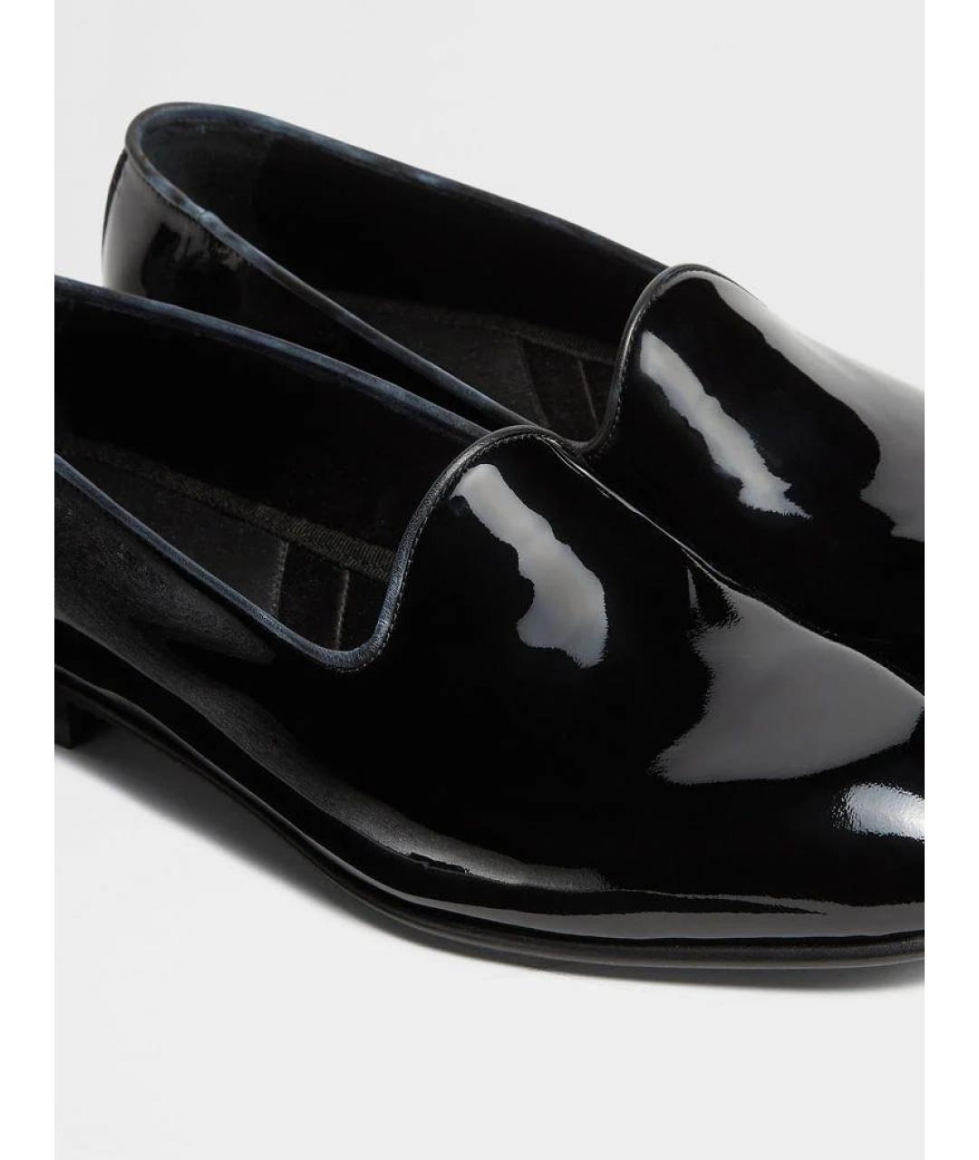 ERMENEGILDO ZEGNA Черные лоферы из лакированной кожи, фото 4